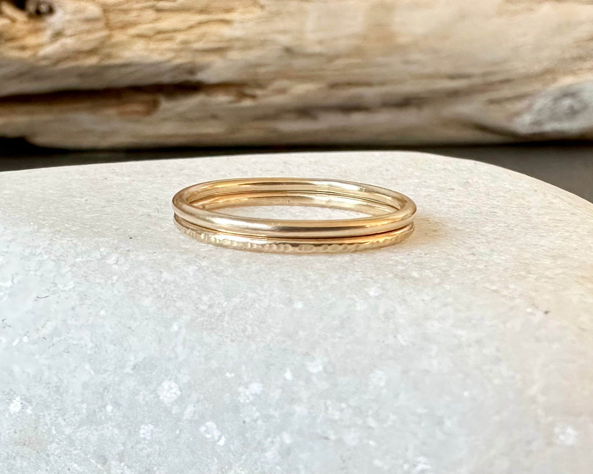 Solid 9ct Gold Ring, 1.2mm, 1.5mm, 1.8mm, Ripple Hammered Minimalist Ring, Hallmarked Handmade Gold Stacking Ring, Custom Wedding Ring